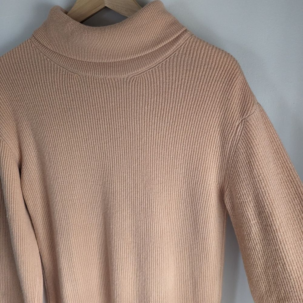 Nanushka Canaan Merino Cashmere Apricot Rib Knit Turtleneck Sweater Dress - Picture 7 of 16